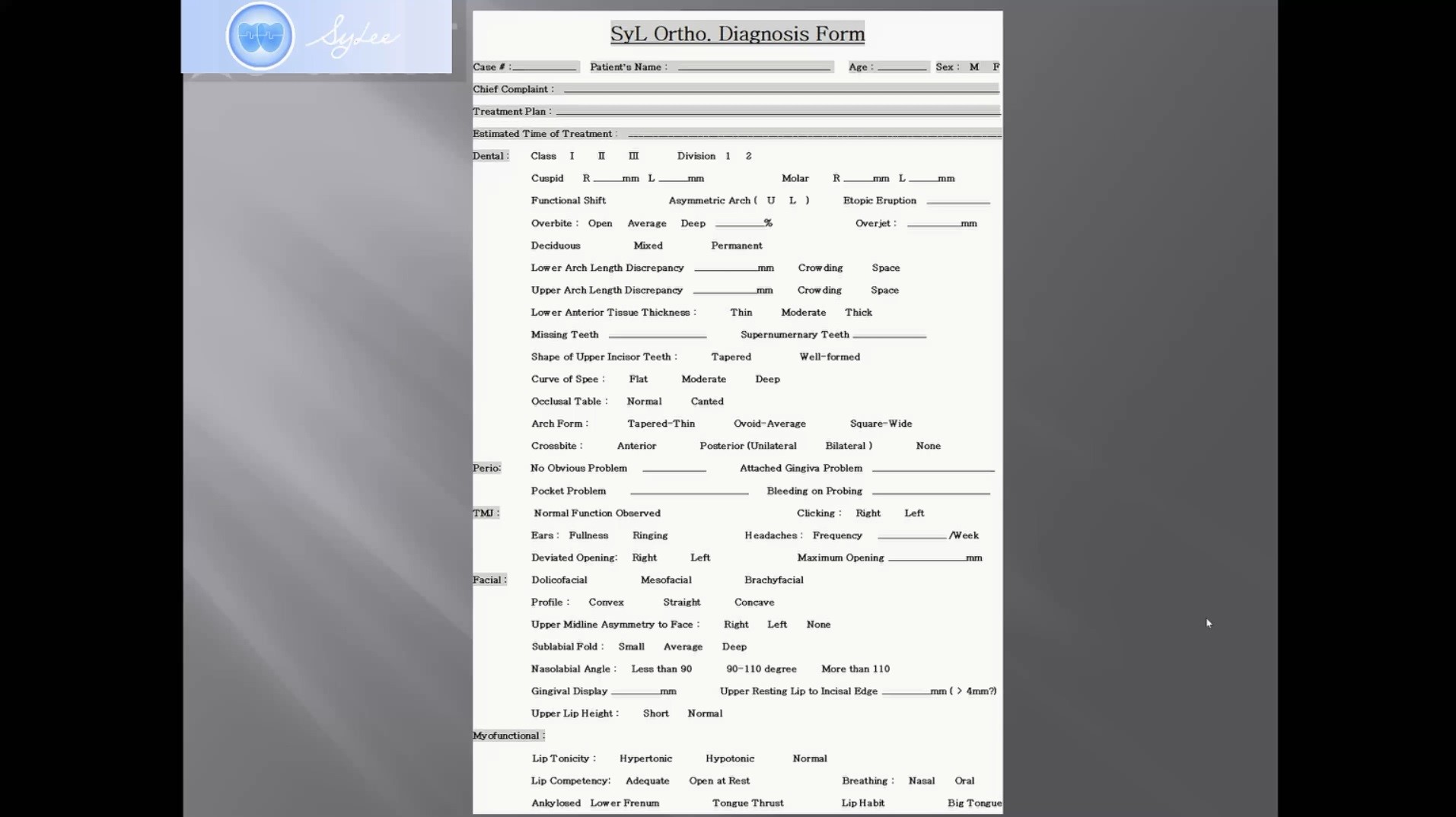 (강의 2) Sem #1 : SyL Ortho Diagnosis Form (Part 3)